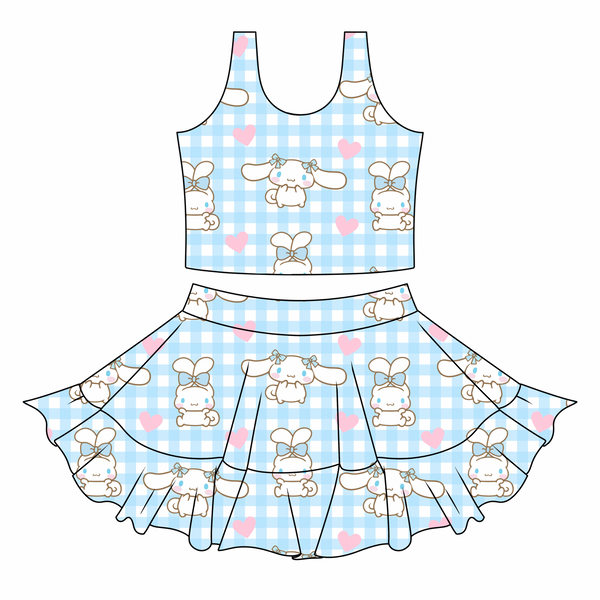 Blue gingham two-piece set