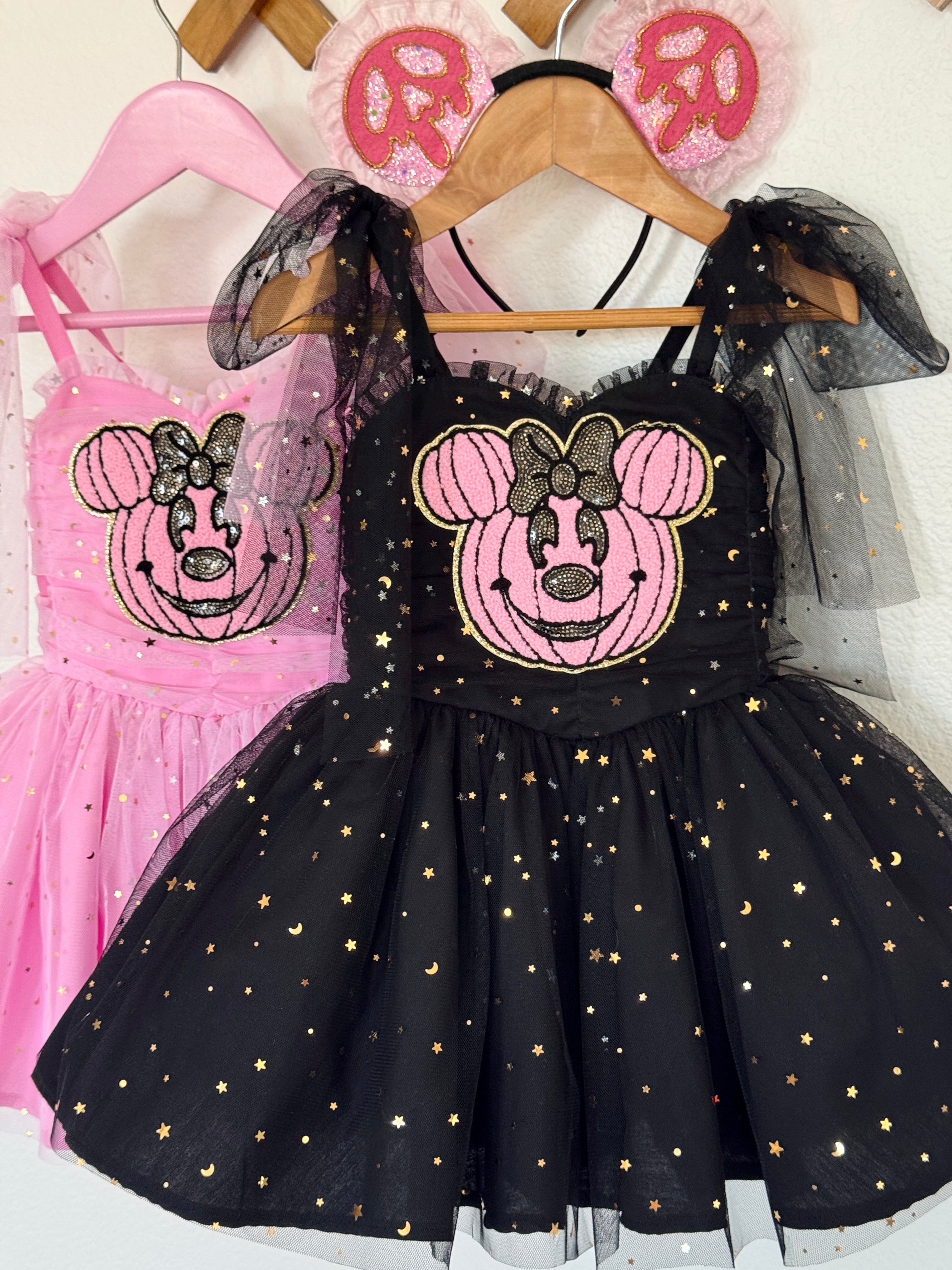 Black glitter tulle dress