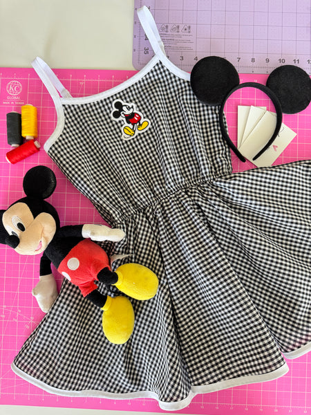 B&W gingham skirted romper