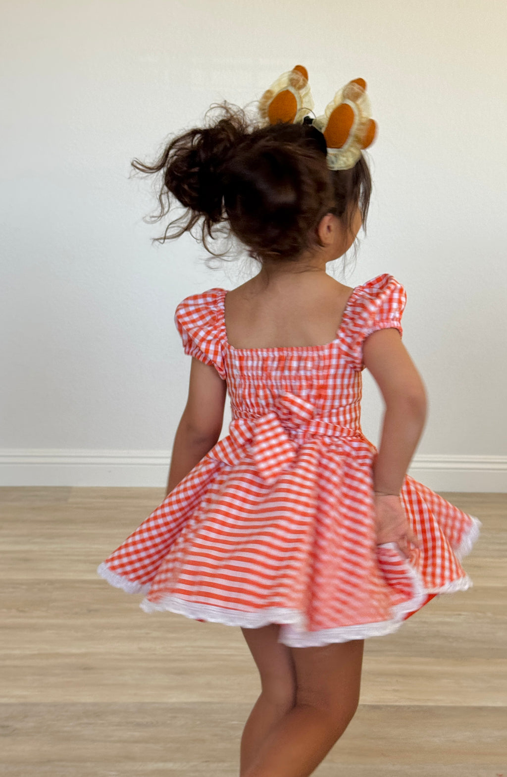 Orange gingham ghost dress