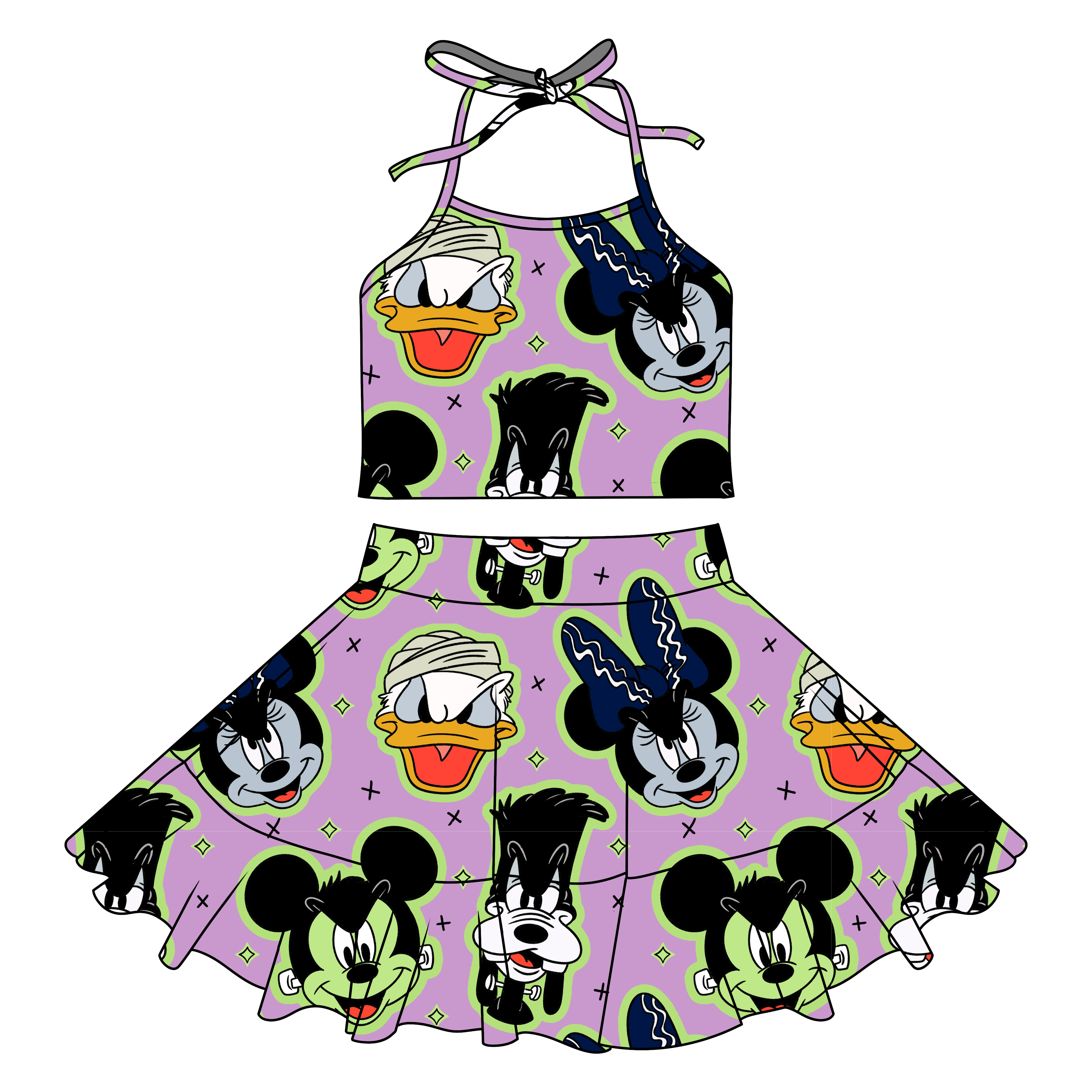 Purple zombies halter set