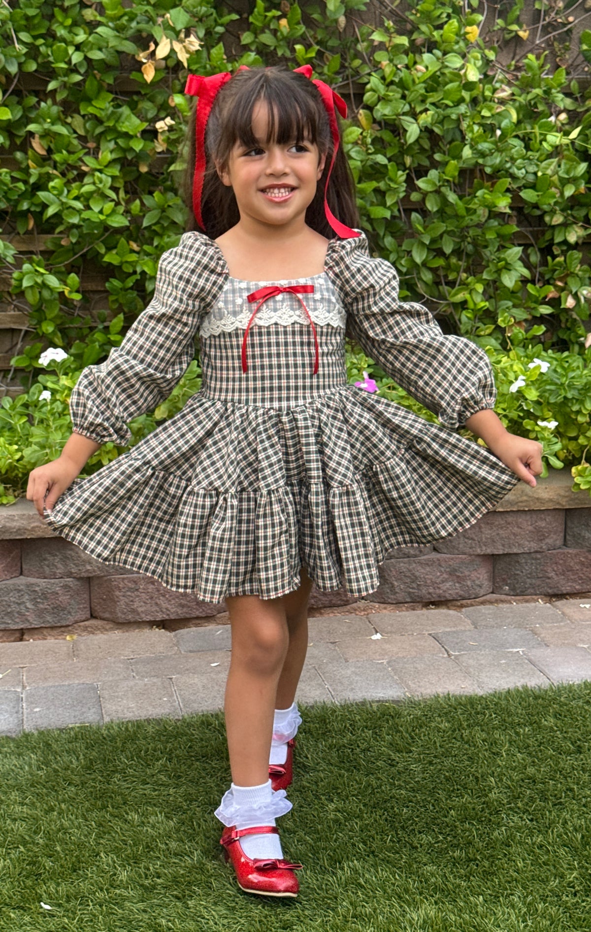 Red plaid dress