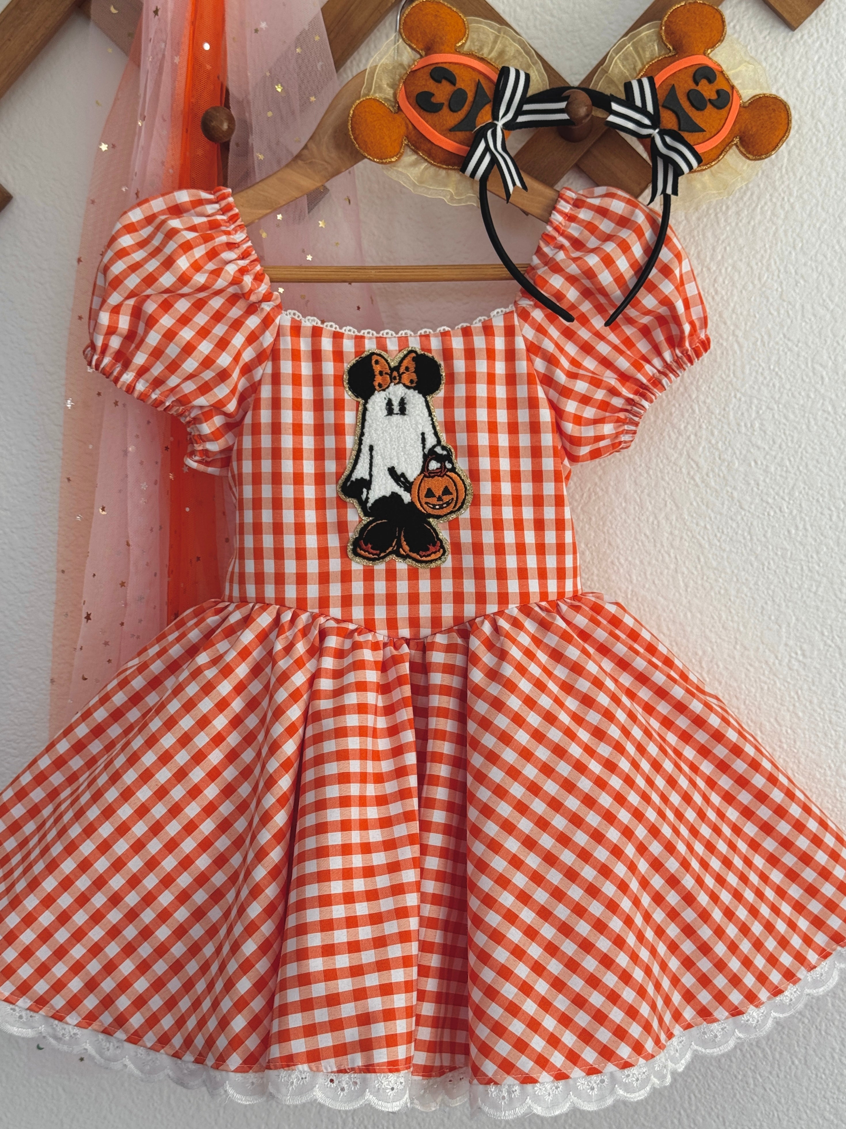 Orange gingham ghost dress
