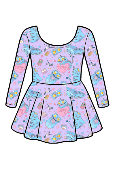 ..Purple cat knit dress