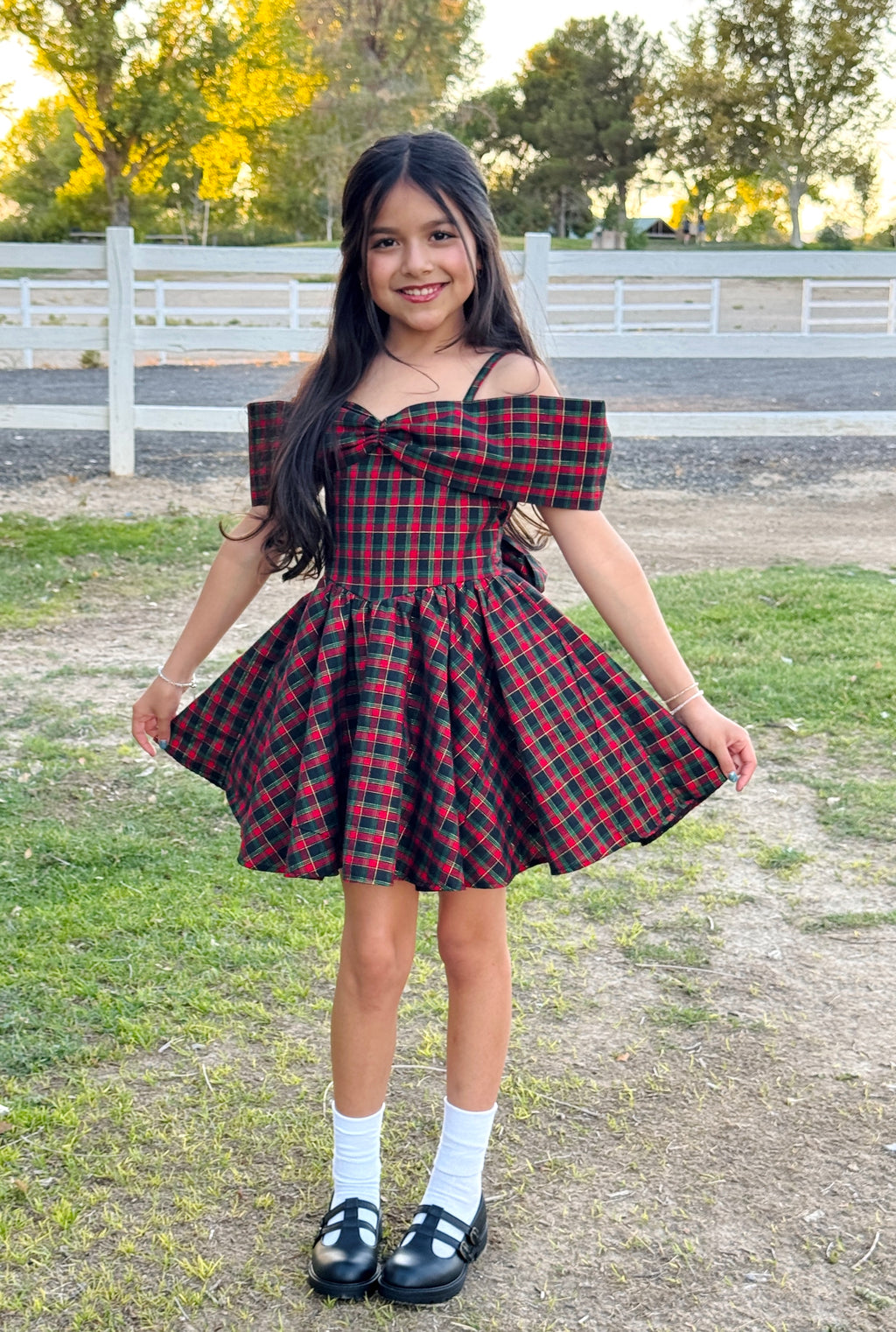 Metallic black plaid dress