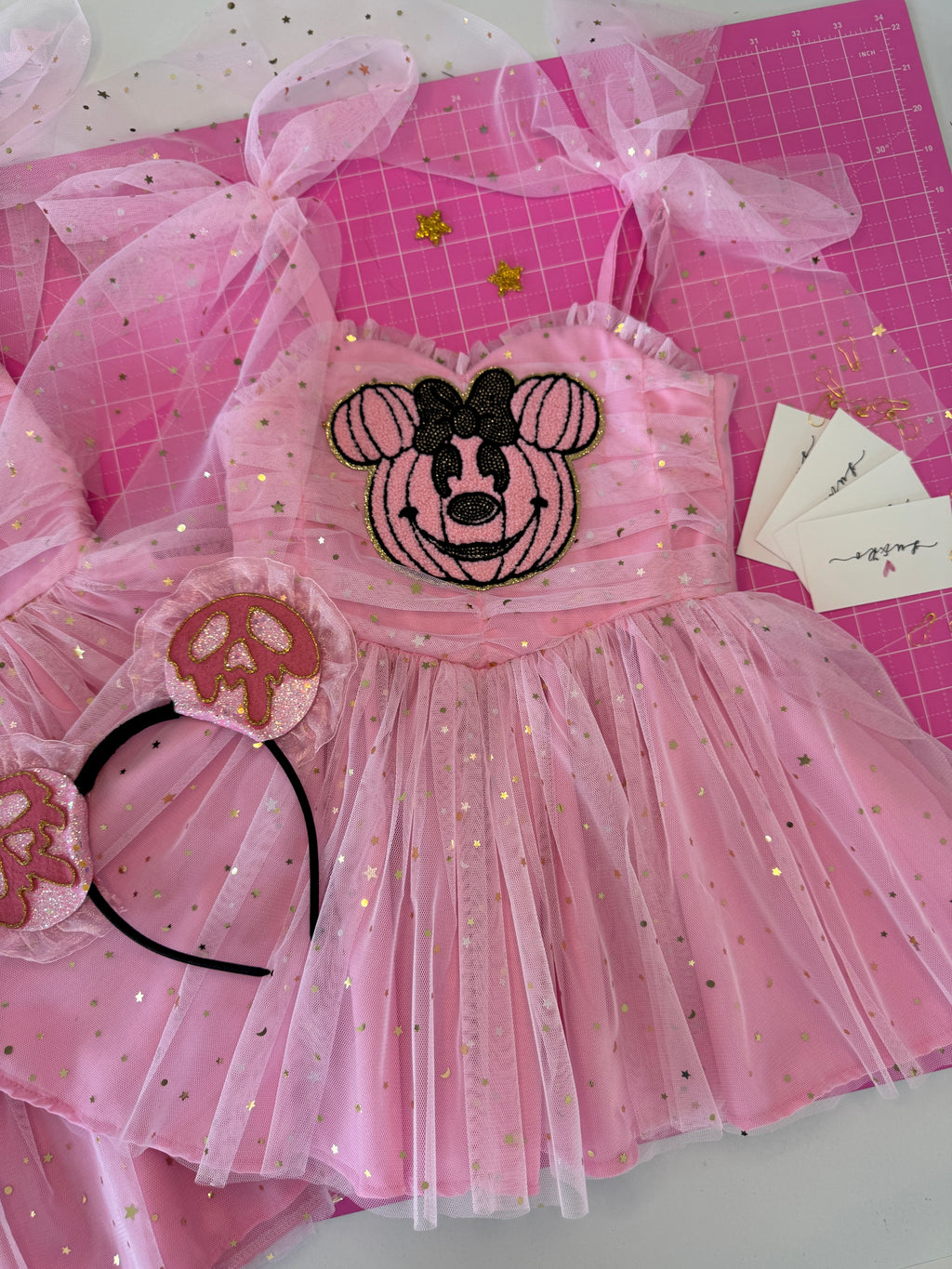 Pink glitter tulle dress