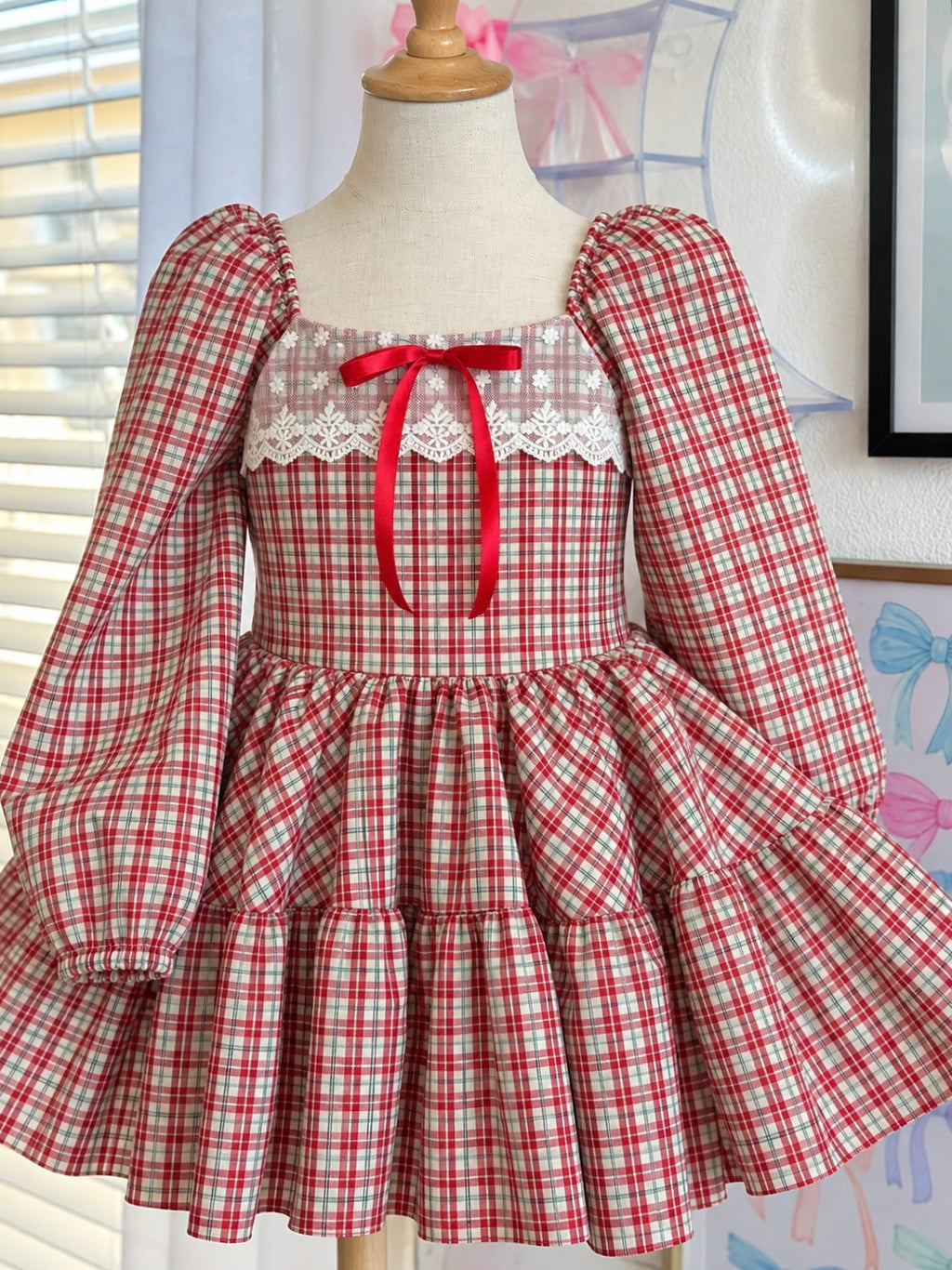 Red plaid dress