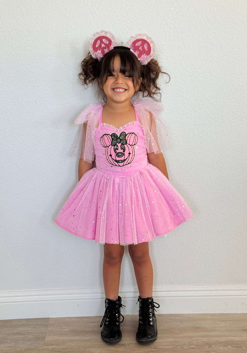 Pink glitter tulle dress