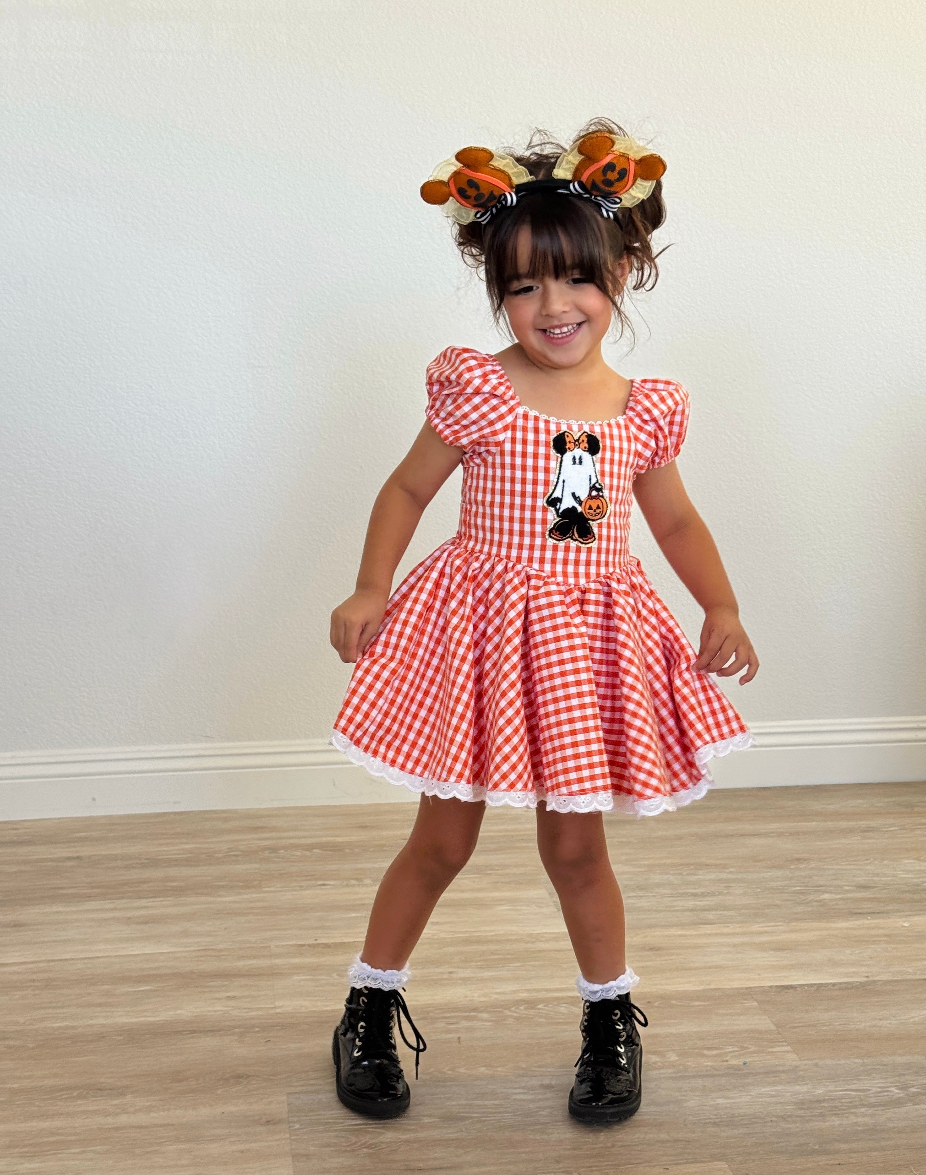 Orange gingham ghost dress