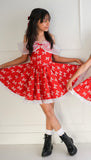 Red bows off the shoulder dress