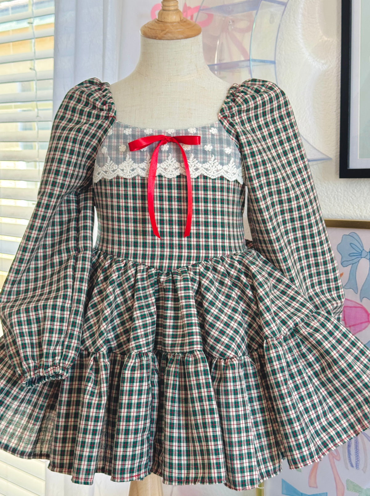 Tiered plaid dress