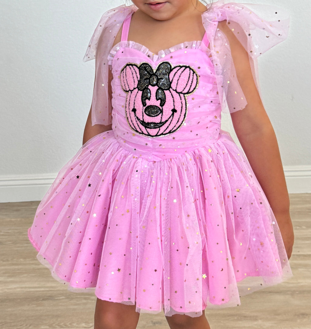 Pink glitter tulle dress