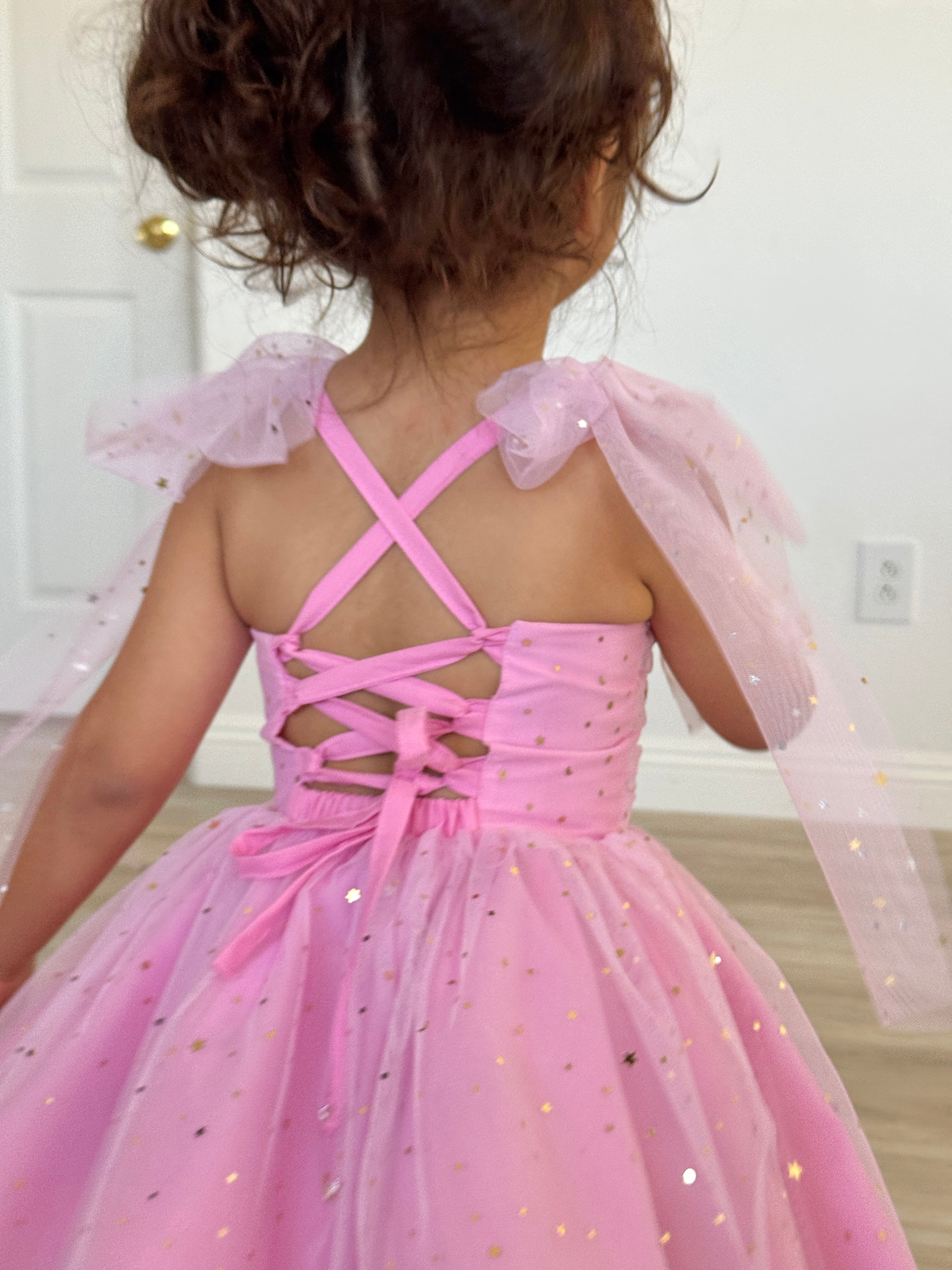 Pink glitter tulle dress