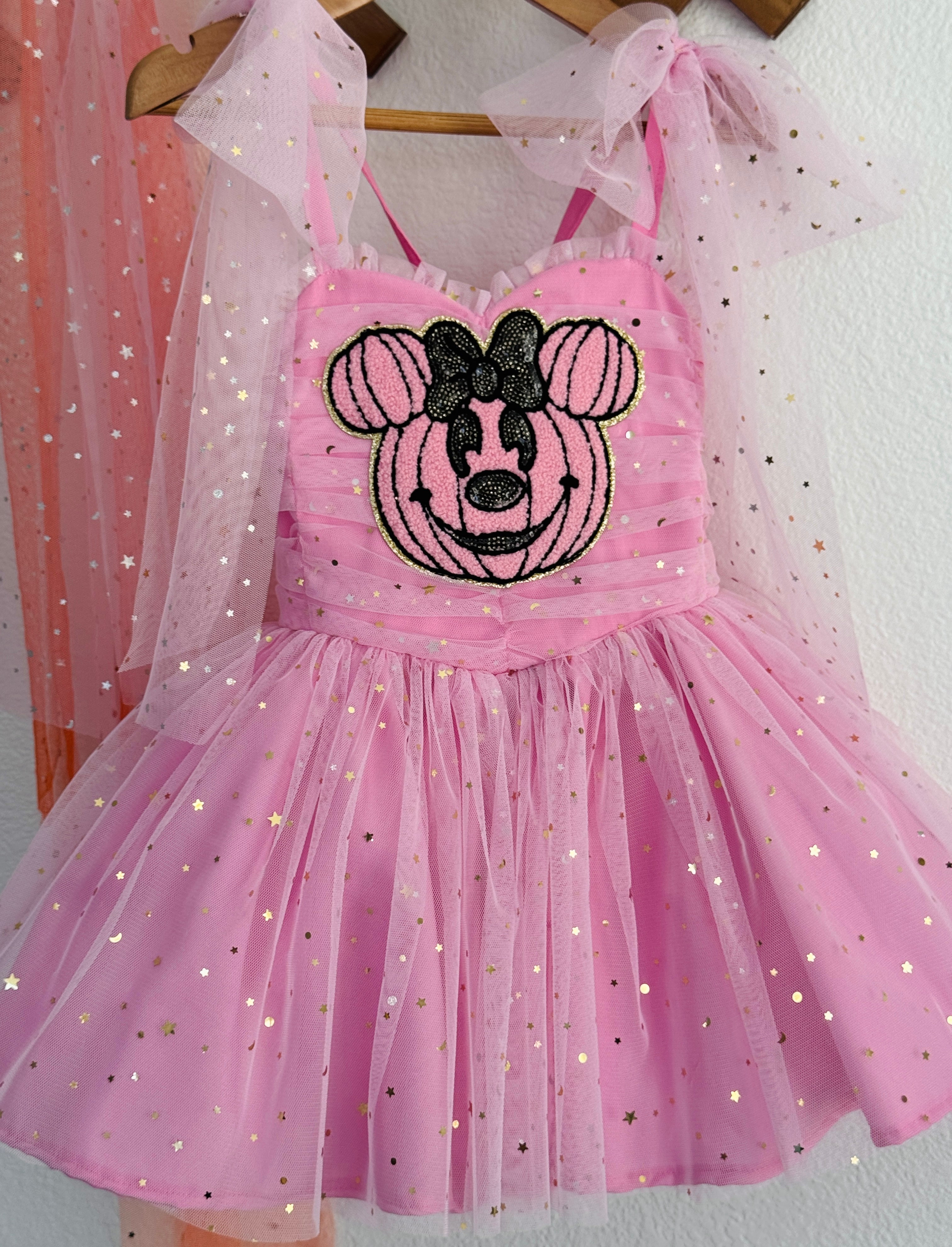 Pink glitter tulle dress