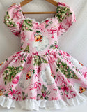 Pink Santa puff sleeve dress